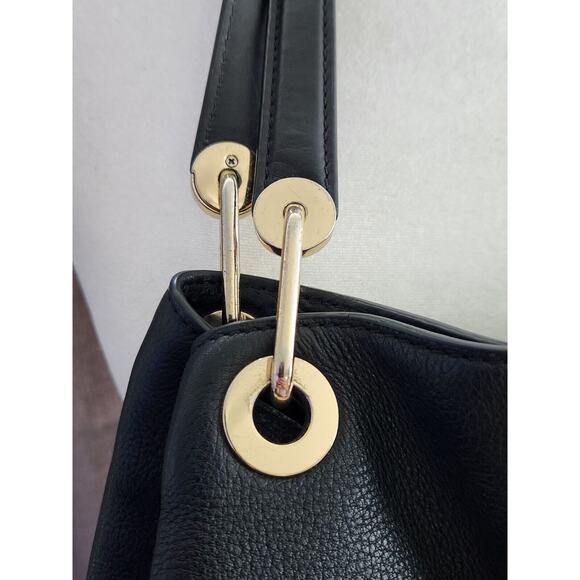 MICHAEL Kors Black Gold Raven Large Pebbled Leather Shoulder Tote Bag - Picture 7 of 9